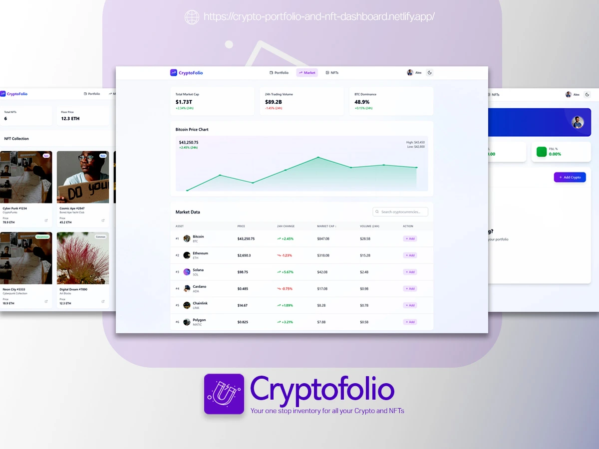Cryptocurrency Portfolio and NFT Dashboard
