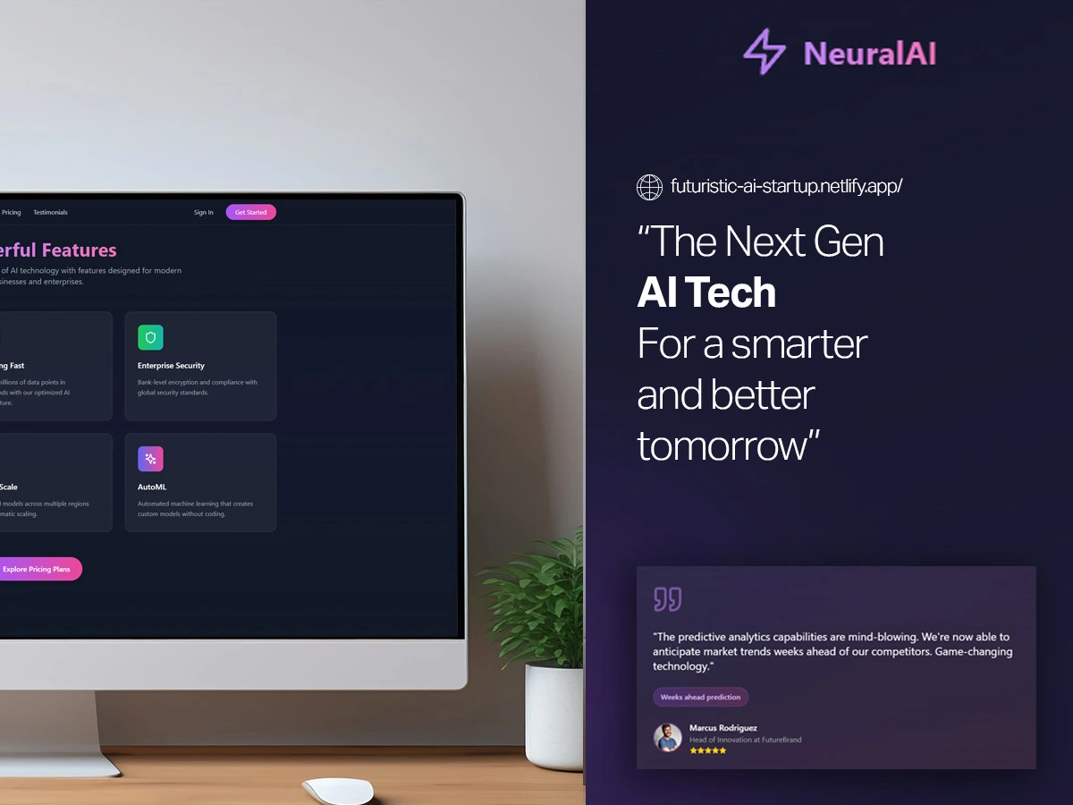 Futuristic AI Startup Landing Page